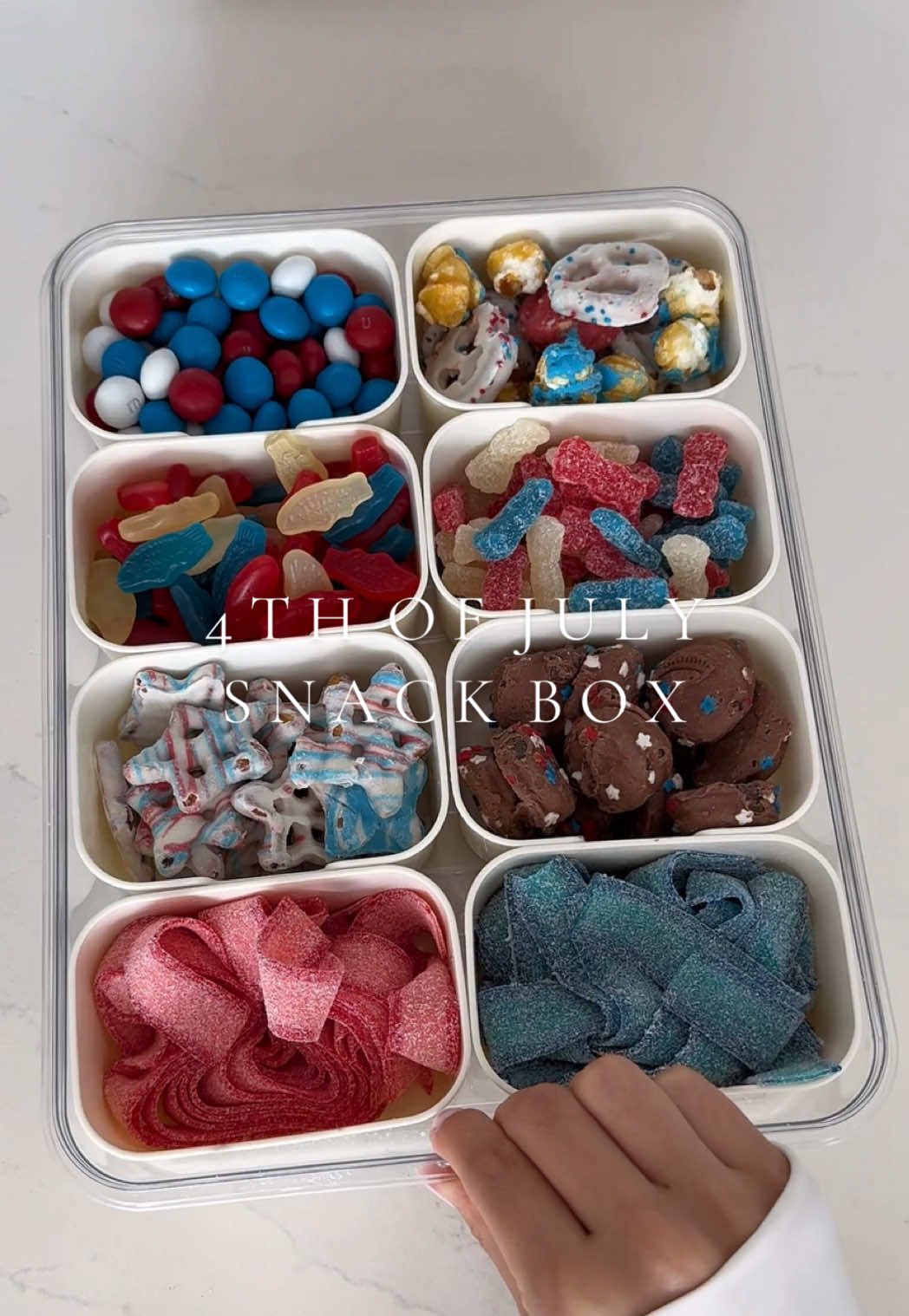 red, white, and blue snack box restock 🇺🇸 #4thofjuly #snackbox #restock #asmr #satisfying #fourthofjuly #snacks #trending #viral #organizedhome #organization 