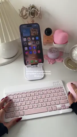 Replying to @ky.15 yes! Compatible to IOS/Android/Windows 📱💻✨ #wirelesskeyboard #wirelessmouse #bluetoothkeyboard #keyboardmouse #gadgetaccessories #studentessentials #workstation #techtok #fyp