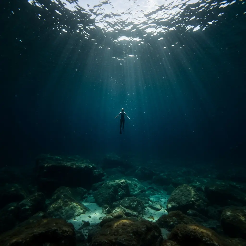 The deep sea is soothing, this picture was made by may AI #sea #AI #aigeneratedimage #nature #relax #images #drowing 