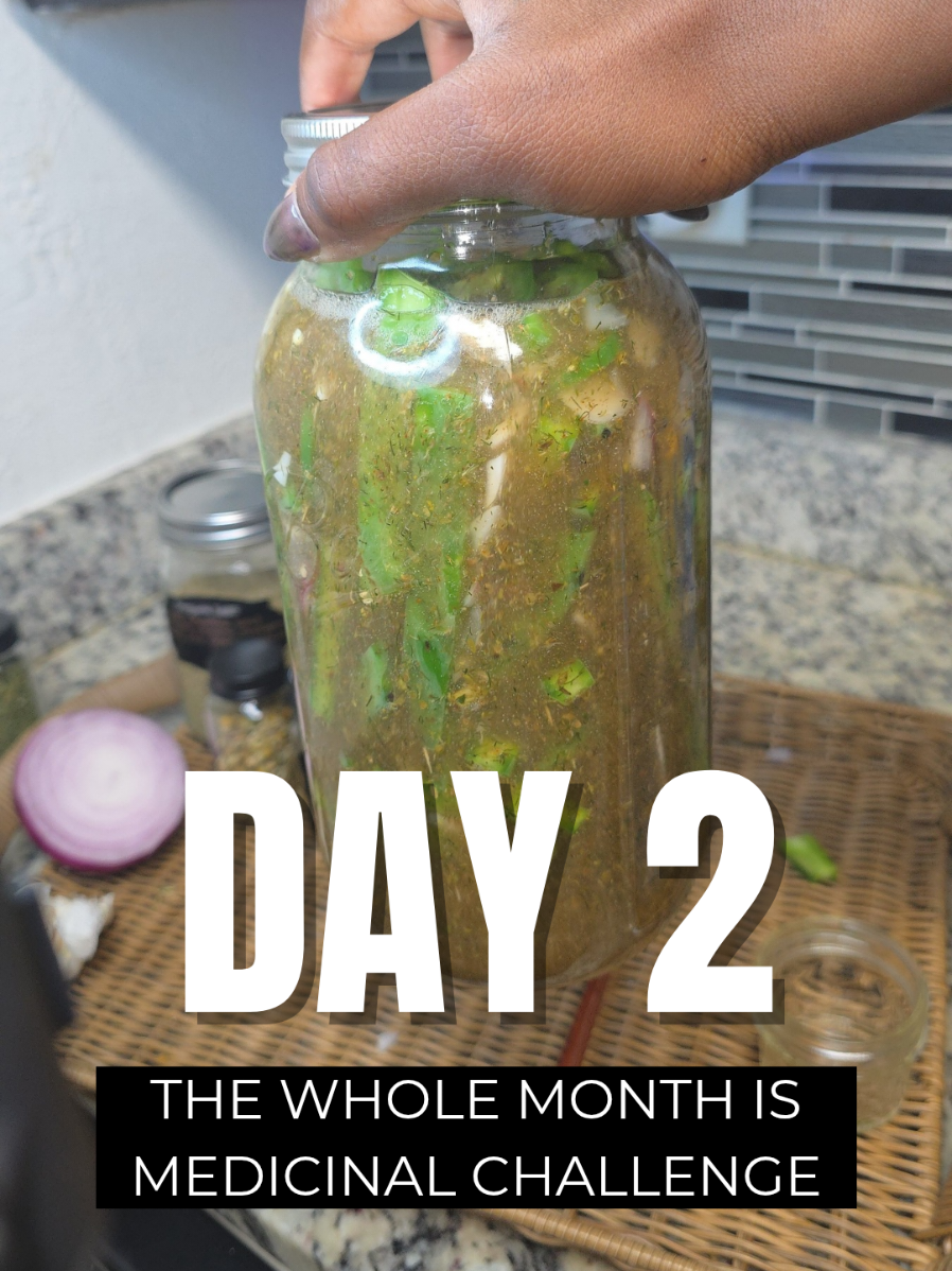 Replying to @trinaabrone  Day 2 • Medicinal Pickled Cactus Spears 🌵🧄 No boil. No shortcuts. Just raw, ancestral medicine in a jar. These cactus spears are packed with mucilage.... a natural gut healer that supports digestion, calms inflammation, and helps regulate blood sugar. I layer them with garlic, onion, jalapeño, and herbs like chamomile, dill, oregano, rosemary, and thyme. Then I pour in a mineral-rich brine made with raw ACV, spring water, lime juice, and Celtic salt. Let it infuse. Let it transform. Let it heal. I eat one every day like a supplement because food can be medicinal when we honor the plant and the process. ✨ Eat with intentions. Heal with nature. The Whole Month is Medicinal… and we’re just getting started. --- 🔥 7 Hashtags (Pop + Related): #TheWholeMonthIsMedicinal #FoodIsMedicine  #GutHealingFoods #PickledNopales #HolisticLiving  #HerbalRemedies #EatToHeal 