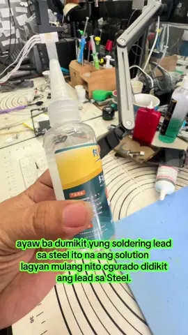 Fu xin Multi function ayaw ba dumikit ang Soldering lead sa Steel Ito na ang solution isang patak lang kakapit na agad ang soldering lead sa Stel sa gusto msg Order click lang ang yellow basket. #solderingiron #liquid #repair #technician #everyone #followers #friends #trending #trendingtiktok 