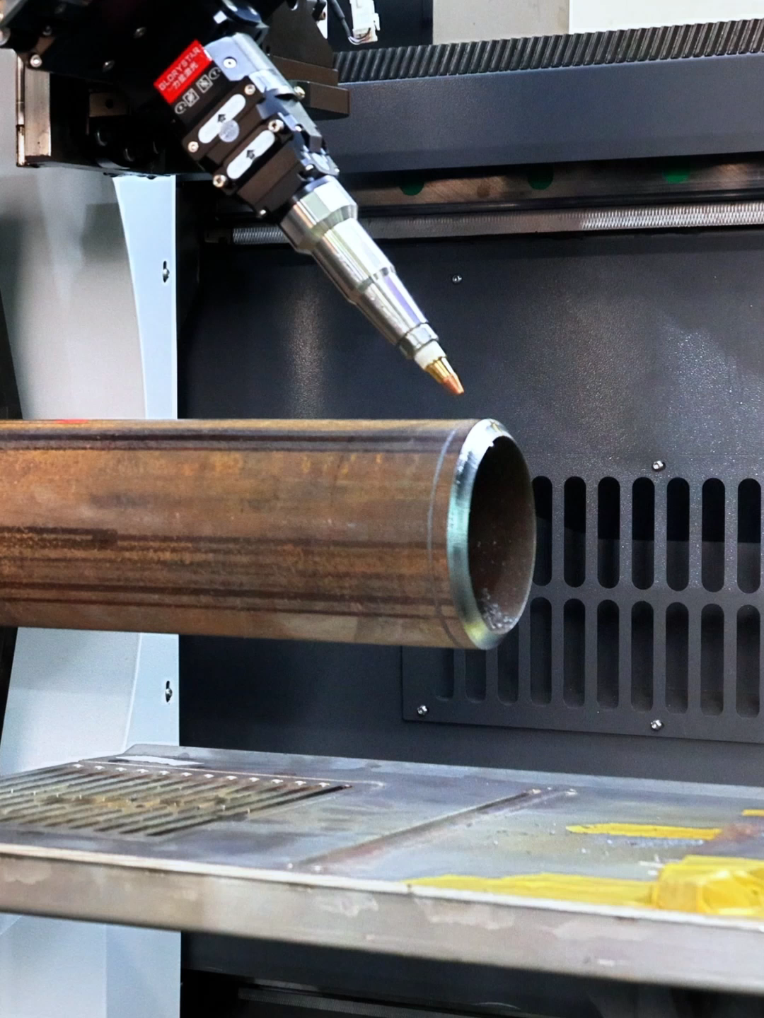 140mm Diameter and 10mm Thickness Round Tube Cutting #lasercutting #USAIndustry #UKMetalwork #SouthAfricaIndustry #lasercuttingmachine #CNC #lasermachine