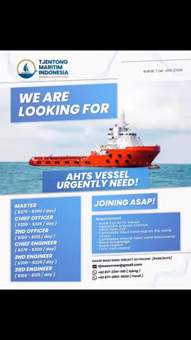 🚢 WE'RE HIRING – JOIN OUR CREW! 🌊 PT Tjentong Maritim Indonesia is looking for qualified and committed seafarers to join our growing fleet. ⚓ Fast onboard opportunity & clear career path! SEND YOUR CV NOW! 📩Email link on bio! Be part of a disciplined, reliable, and professional maritime team. Don’t miss this opportunity to sail and grow with us! #SeafarerJobs #JobAtSea #MaritimeCareer #JoinOurFleet #SeafarersWanted #TjentongMaritim #CrewVacancy #DeckAndEngineCrew #SeafarerLife #MaritimeJobs #OnboardOpportunity #IndonesianSeafarers #CareerAtSea #MerchantMarine #shippingcareer 