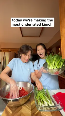 The easiest kimchi you’ll ever make. Told my Korean mom I was teaching people online how to make kimchi. She said “good, they need to know”🙂‍↕️ Full recipe is on my Substack linked in bio! • • • #kimchirecipe #greenonionkimchi #koreanskincare #eatyourskincare #EasyRecipe #guthealthrecipes #fermentedfoods #easykoreanrecipes #pcosdiet #probioticfoods #skinfood #homemadekimchi