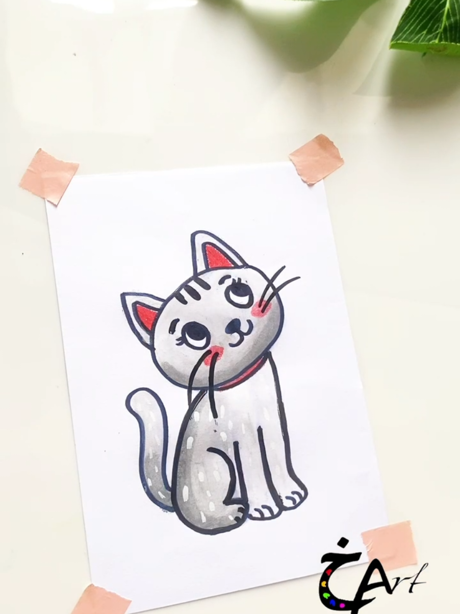 cara menggambar kucing 🐱