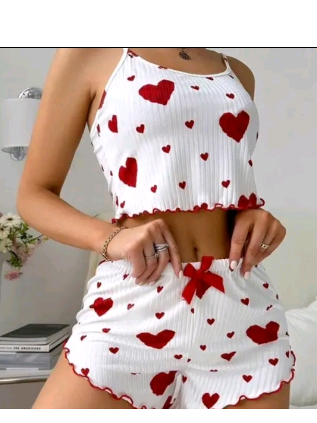 Pijama Baby Doll Short Doll Blogueirinha Coração - Conjunto de Pijama para Dormir