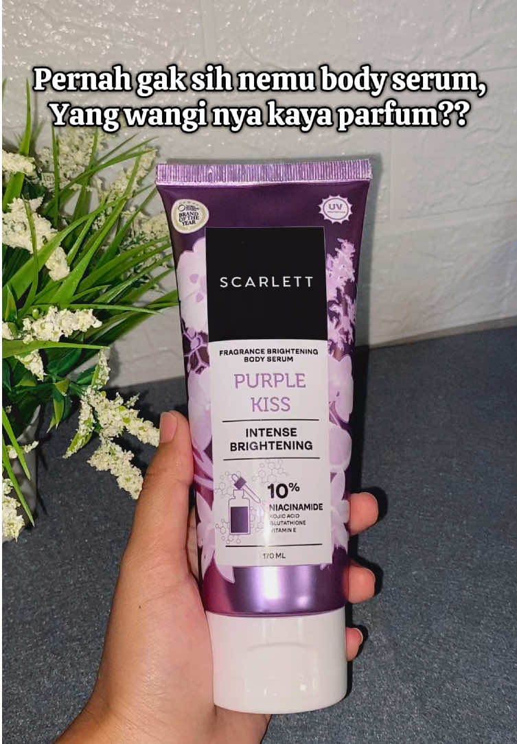 Gak cuma parfum , sekarang sudah ada body serum yang varian PURPLE KISS !!😍 #scarlett #purplekiss #bodyserumscarlett 