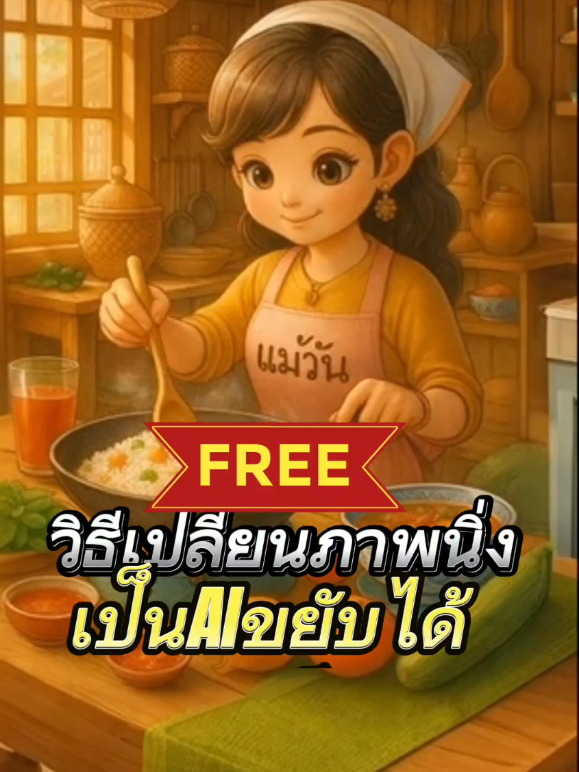 ฟรีวิธีเปลี่ยนภาพนิ่งเป็น AI ขยับได้ @แม่วันดันช่อง #สอนตัดต่อ #สอนตัดต่อคลิปวีดีโอ #สอนใช้AI #TikTokCommunityTH #แม่วัน #เทรนวันนี้ 