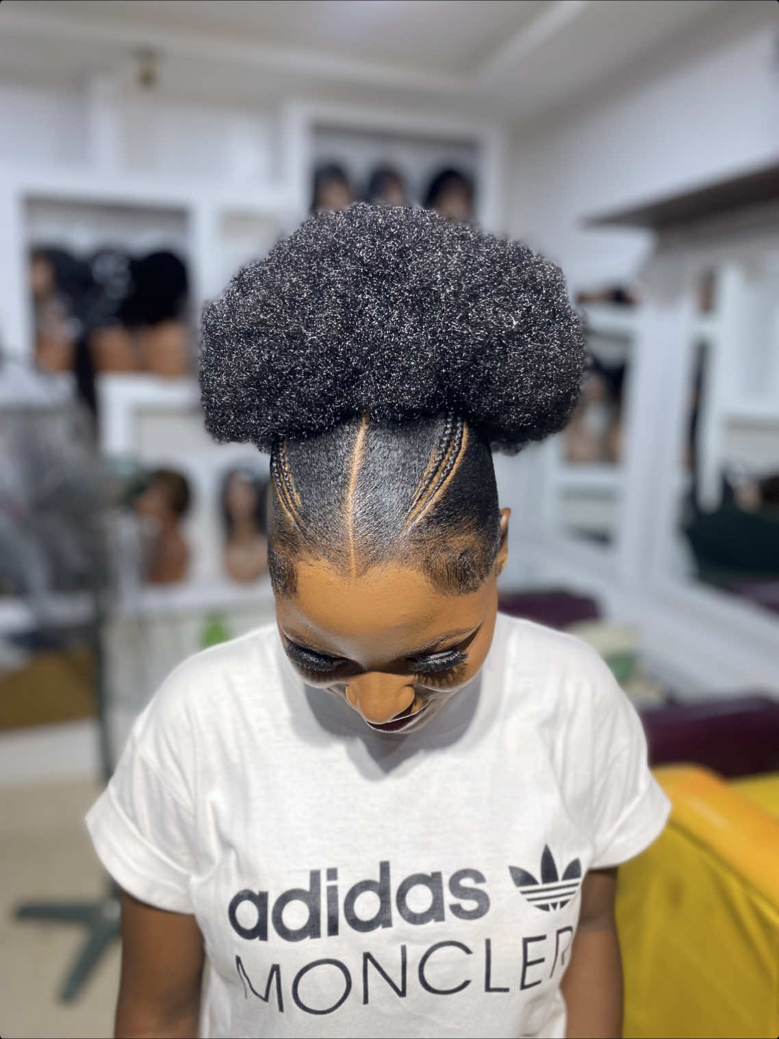 Afro kinky gel pack hairstyle. Nobody does it better than Pearl fancy #pearlfancybeautysalon #gelpackinghairstyle 