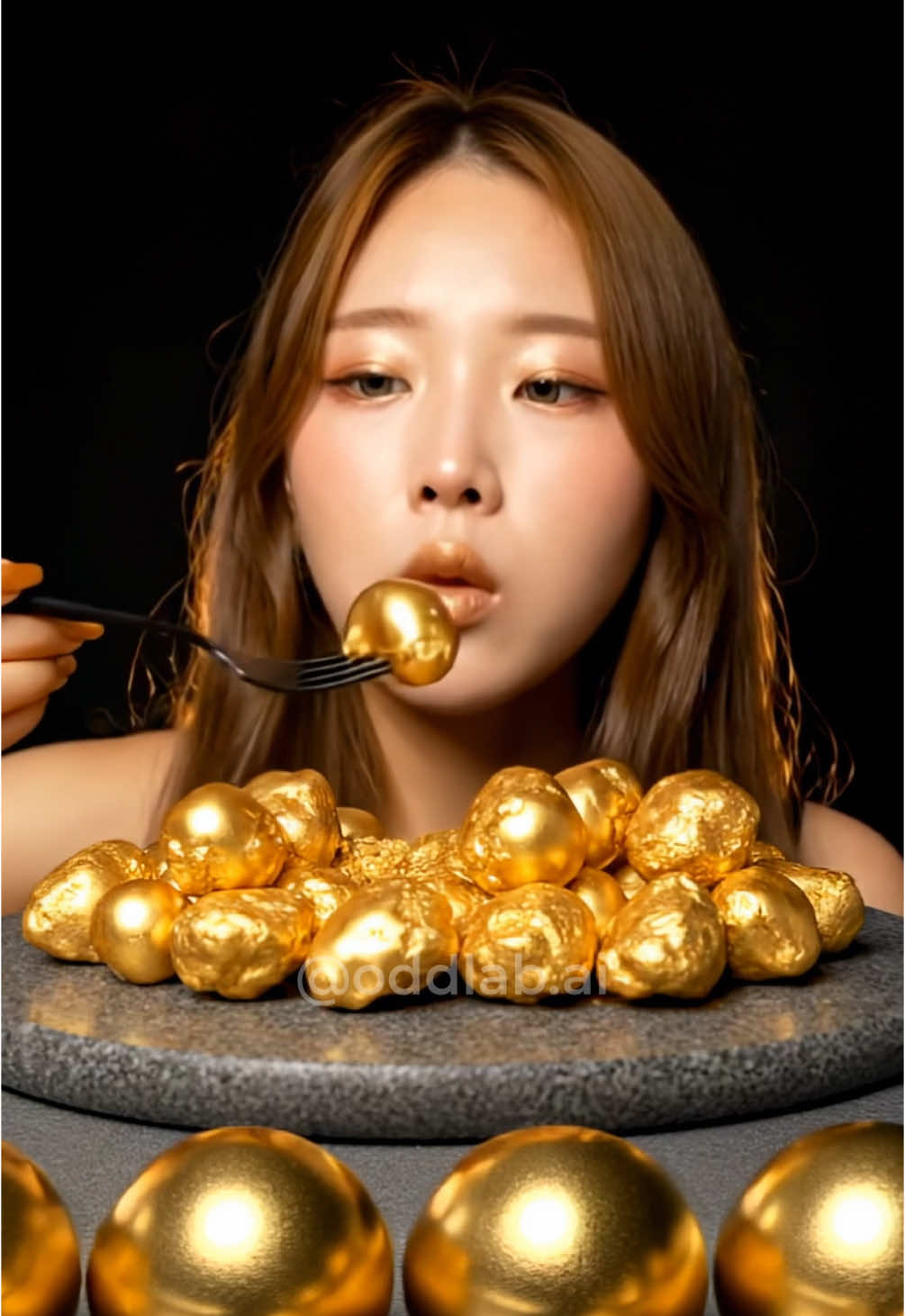 Gold Nugget Eating ASMR✨ #oddlabai #oddlysatisfying #gold #eating #relaxing #aiasmr #ai 