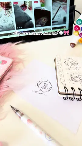 Coquette sketch tutorial is here! 🫖🎀 #coquette #drawingtutorial #art #simpledrawing #simpleart #coquetteart #doodles #cute #pink 