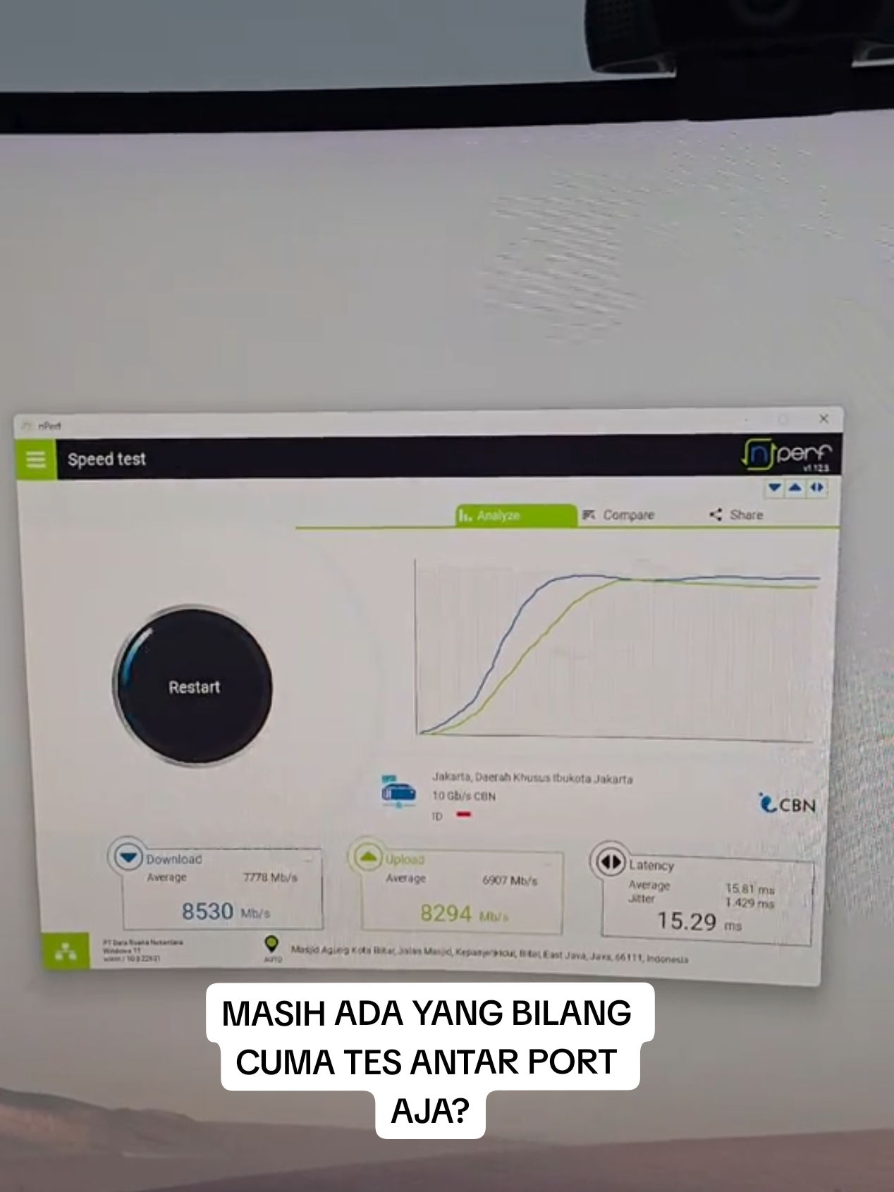 tes speed 10gbps dbn #bandwithmurah #internetcepat #tukangwifi #dbn #databuananusantata #ispjatim #fyp #speedtest