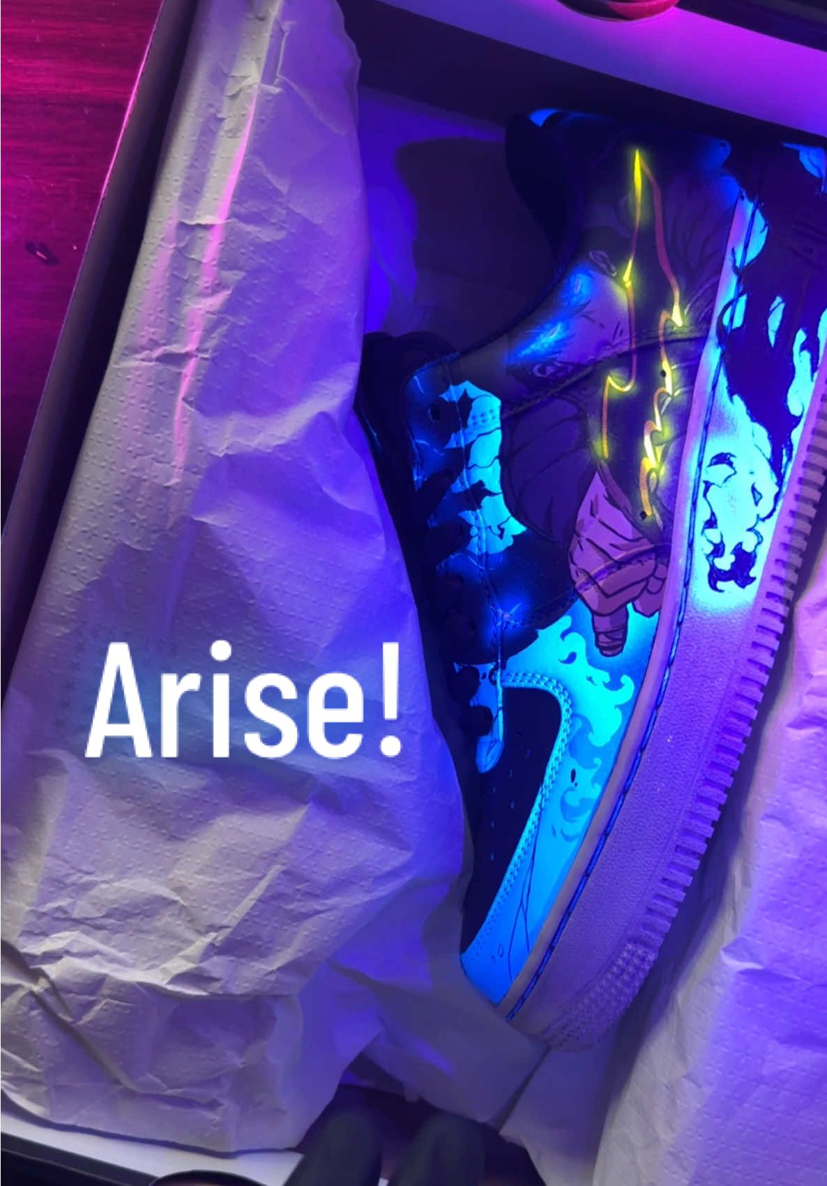 Too much aura to wear 🫣 Unboxing custom Nike AF1 Low Solo Leveling theme. Full reveal soon. Stay tuned 🥴  #sololeveling #sungjinwoo #aura #fyp #viral #foryou 
