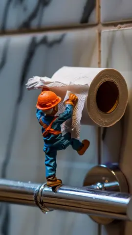 He didn’t just take the paper. He took our trust. 😩🧻 #asmr #shortfilm  #toilet  #tinyworkers #miniatureworkers #ai  #tinyworld #nailrepair