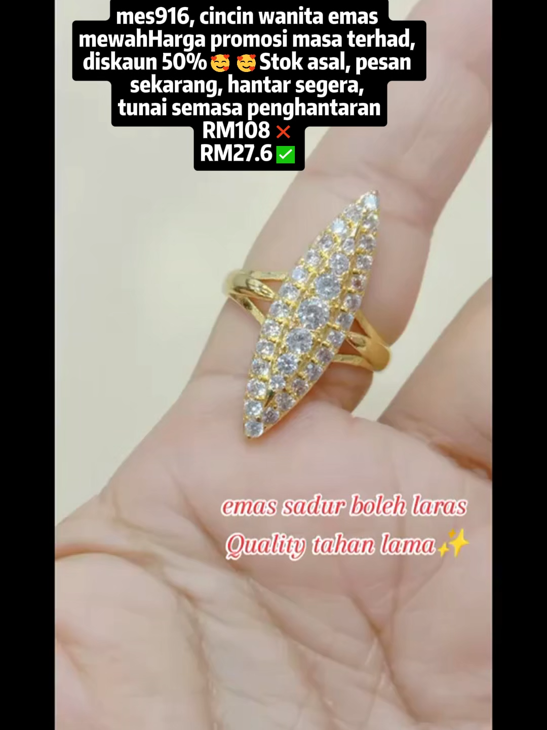 RINGS CINCIN EMAS SADUR GOLD PLATED FASHION BOLEH LARAS #rings #cincin #cincinwanita #cincinfashion #tiktokshop #tiktok #tiktokmalaysia🇲🇾 #fyp #tiktokviral #emassadur #emasbangkok #emaskorea