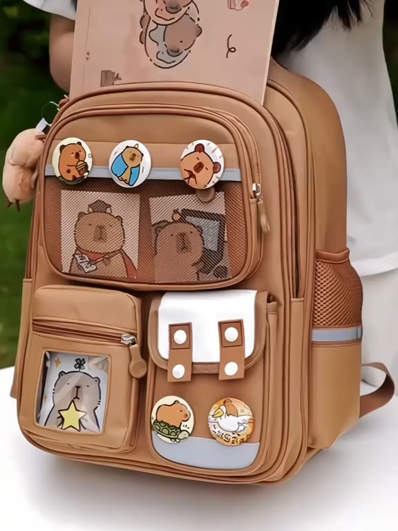 Balo chống gù cho bé tiểu học, cặp sách cho bé trai gái siêu nhẹ chống nước Capybara HS06