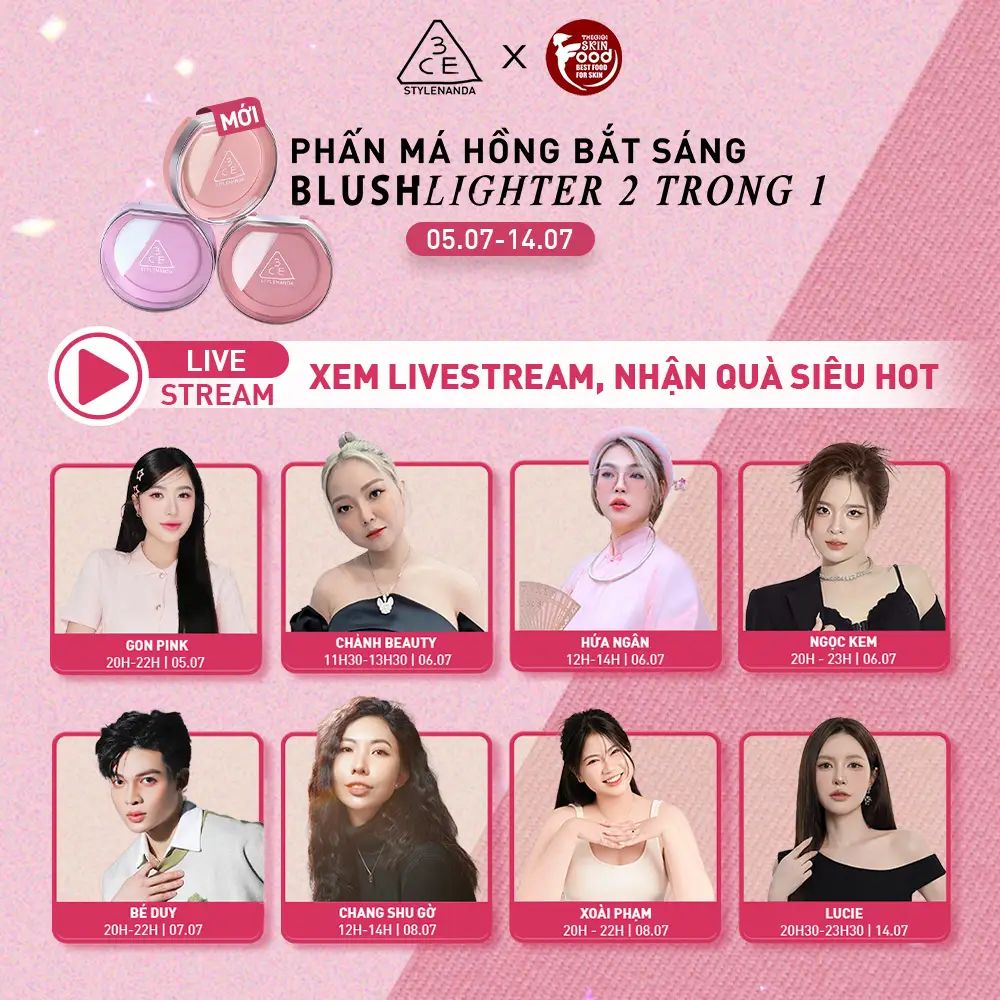 Duy nhất 5 - 14/7, săn deal hời cùng 3CE nha 🩷❤️ #3CE #3andChiEm #3CEVN #3ce_vietnam #blushlighter 