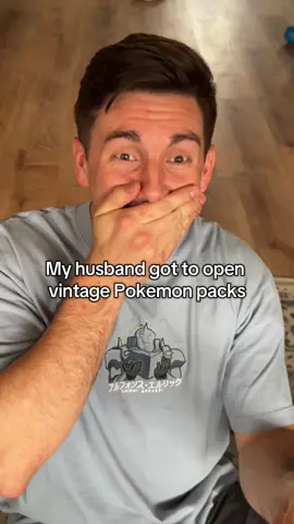 Can you tell he hasn’t opened vintage before? 🤣 Thank you @Collectr - TCG Tracking App he was SO excited to open these! #couple #marriedlife #marriage #reaction #noahandlori #pokemon 
