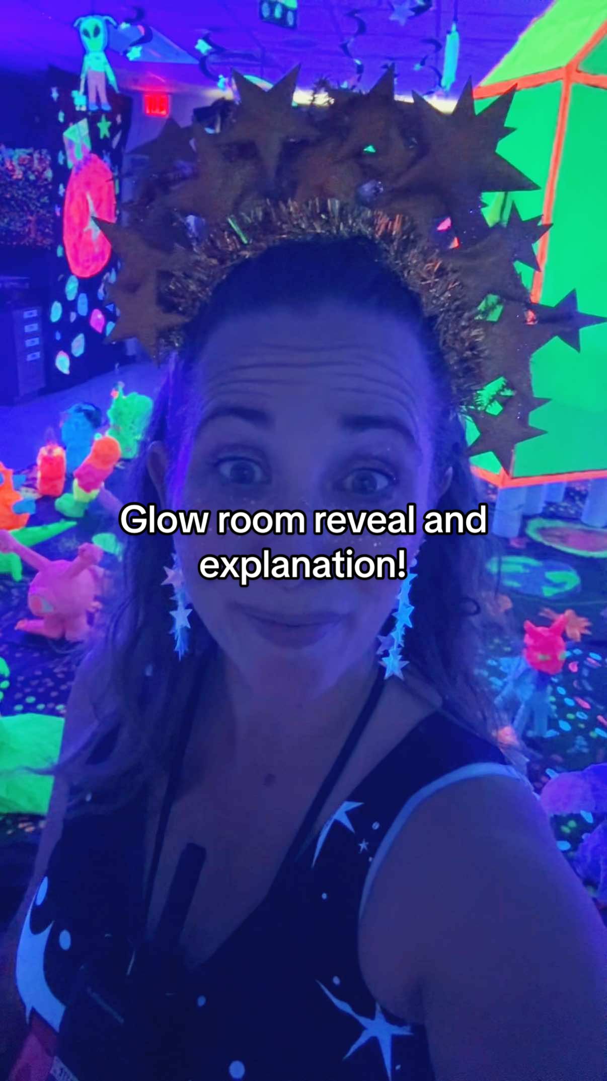 Inspired by Tiffany Blushiy from The Art Lady Channel, here is my glow room reveal! * * #GlowRoom #GlowShow #GlowGallery #ArtShow #ElementaryArtShow #MiddleSchoolArtShow #ElementaryArt #MiddleSchoolArt #ArtTeacher #ArtTok 