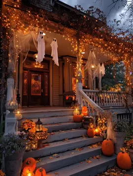 The coziest Halloween front porch✨🎃 Glowing lights, friendly ghosts, and pumpkins galore—ready for trick-or-treat magic! 👻🍬 #FallPorchDecor #HalloweenVibes #TrickOrTreatReady #PumpkinSeason #SpookyCute #GhostDecor #FallAesthetic #FrontPorchGoals #fall #halloween #halloweenishere #fallaesthetic #fallvibes #halloweendecor #FallAesthetic #SpookySeason #