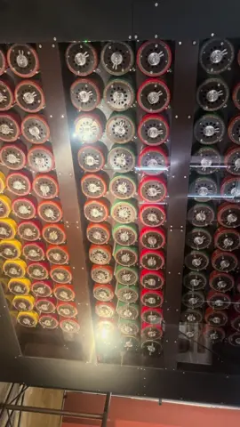 Bombe machine at Bletchley park in action! Where in ww2 the code breakers used this to crack the enigma machine using real word applications of maths such as finding inverse functions to the original function, I hopes to decode the message. #fyp #ww2 #bletchleypark 
