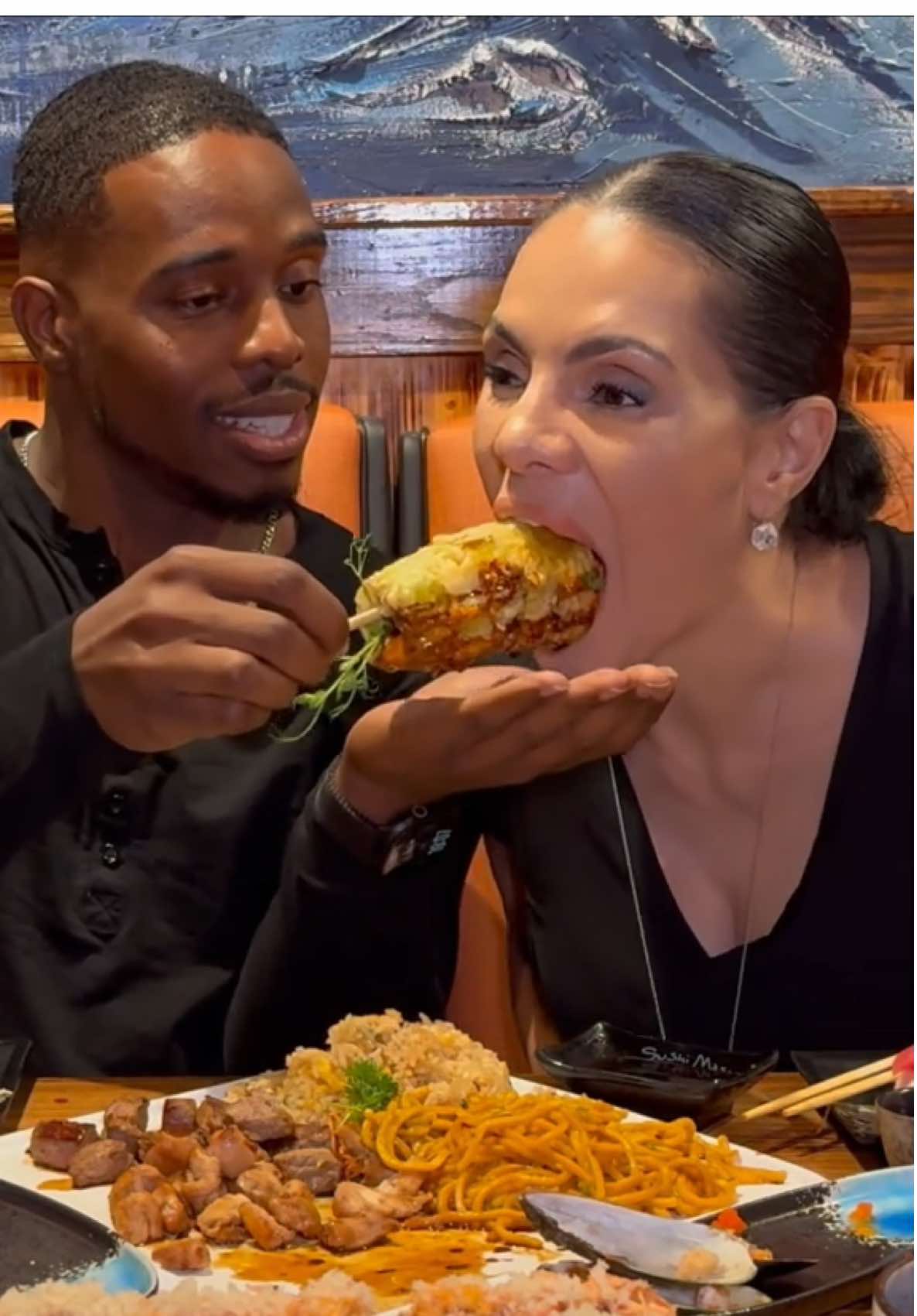 WATCH her DOMINATE this SUSHI ROLL on a STICK! 🍣😱 @NINAUNRATEDEATS #SushiChallenge #FoodieVibes #ViralEats