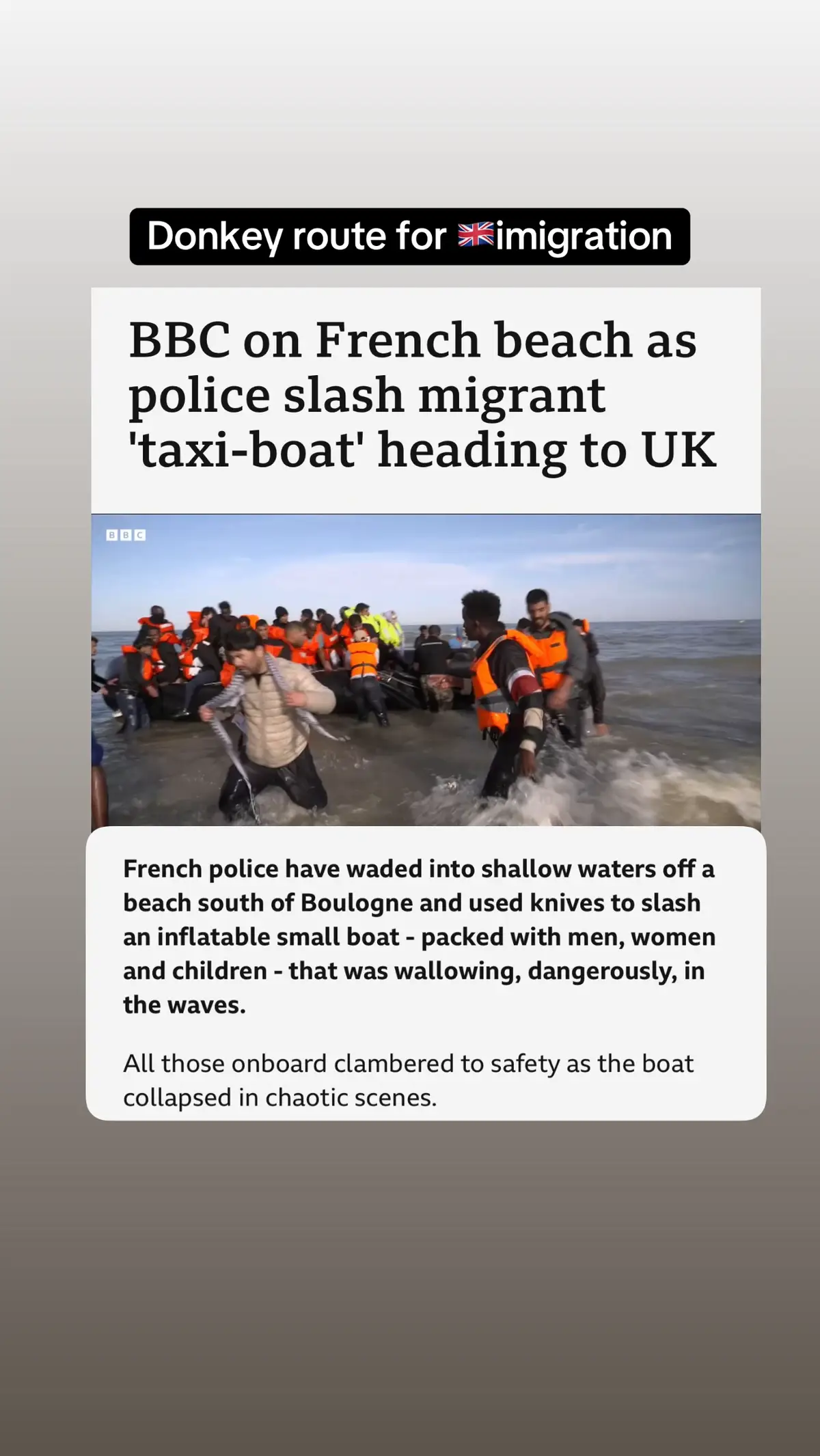 French beach as police slash migrant 'taxi-boat' heading to UK #unitedkingdom #donkeyroute #dunki #french 