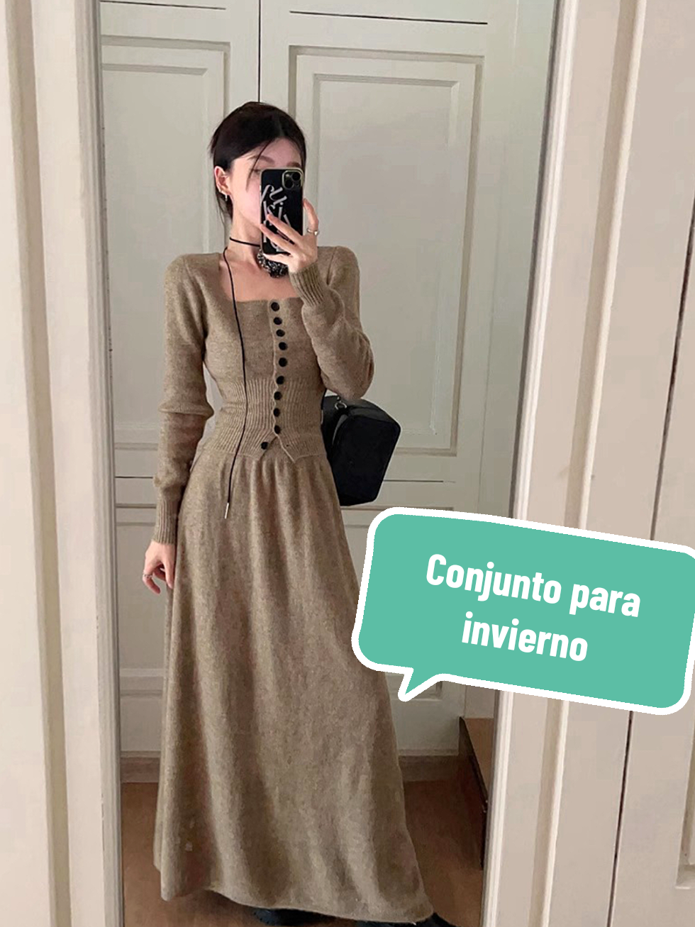 Conjunto para invierno Dos piezas: cardigan + falda larga En hilo cashmire, somos importadores directos  #invierno #conjuntos #importado #tacna_peru🇵🇪 #arequipa #peru🇵🇪 