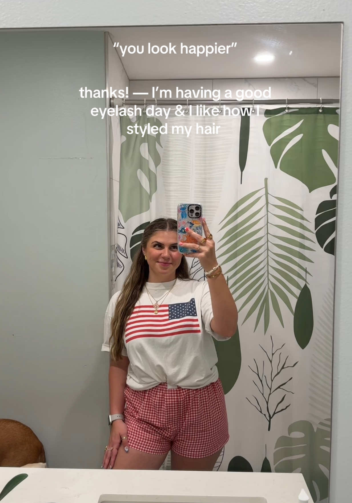 happy 4th ❤️🤍 💙  #summerhair #4thofjuly #4thofjulyoutfit #4thofjulyshirt #eyelashes #hairstyle #summerhairstyle #fyp 