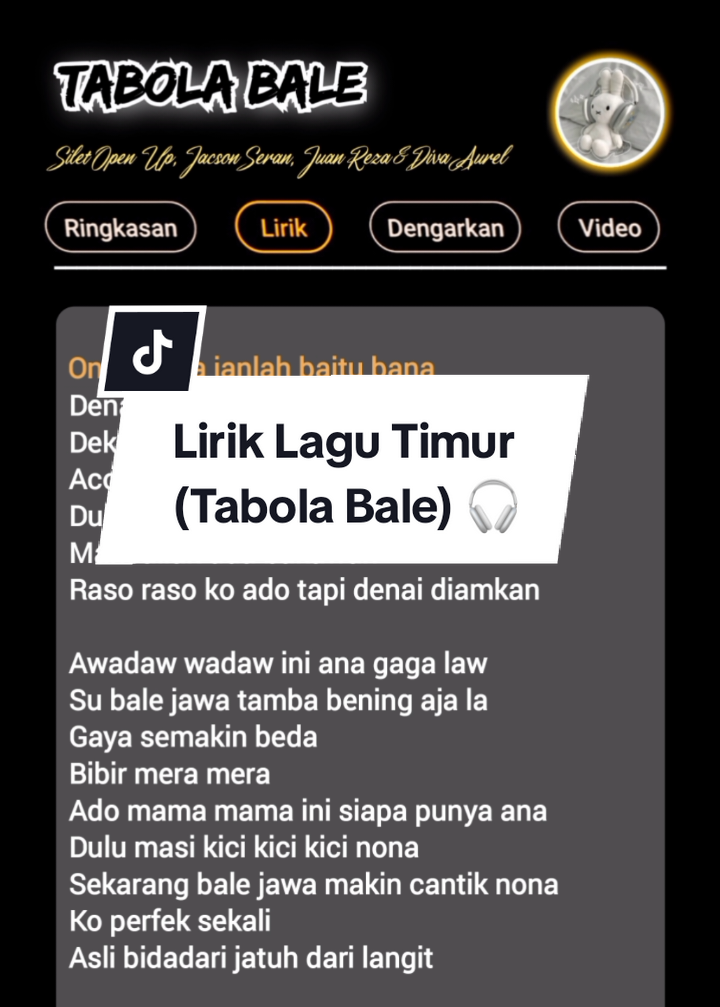Lirik lagu timur  