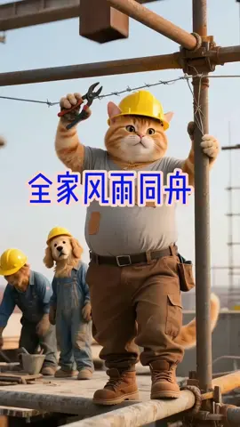 The Whole Family Weathering the Storm Together: The chubby orange cat had an accident at the construction site, the boss ran away, but the wife stayed by its side. The family united to overcome the difficult times. #AdorablePetDebutPlan #TouchingMoments #AI #OrangeCat #Family 