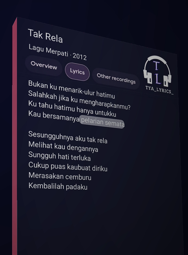 Tak Rela - Merpati || Lirik 🎧🎶 #takrela #lirik #lagu #liriklagu #musik #foryou #foryoupage #fyp #tya_lyrics_ 