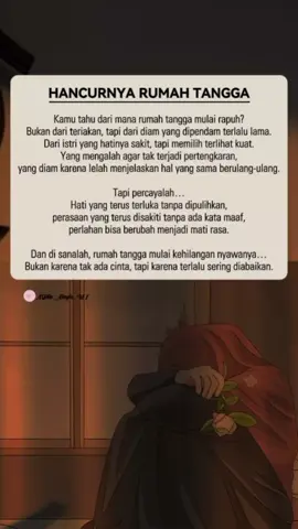 Bukan karena tak cinta… tapi karena terlalu sering diam dan merasa sendiri. Hargai sebelum kehilangan. Dengarkan sebelum terlambat. #HancurnyaRumahTangga #RumahTanggaSakinah #BelajarMemahami #fypシ  #QuotesPernikahan #KataHatiIstri #SuamiIstriSurga #JanganAbaikanPasanganmu #TikTokIslami #NasihatRumahTangga #hikmahpernikahan 