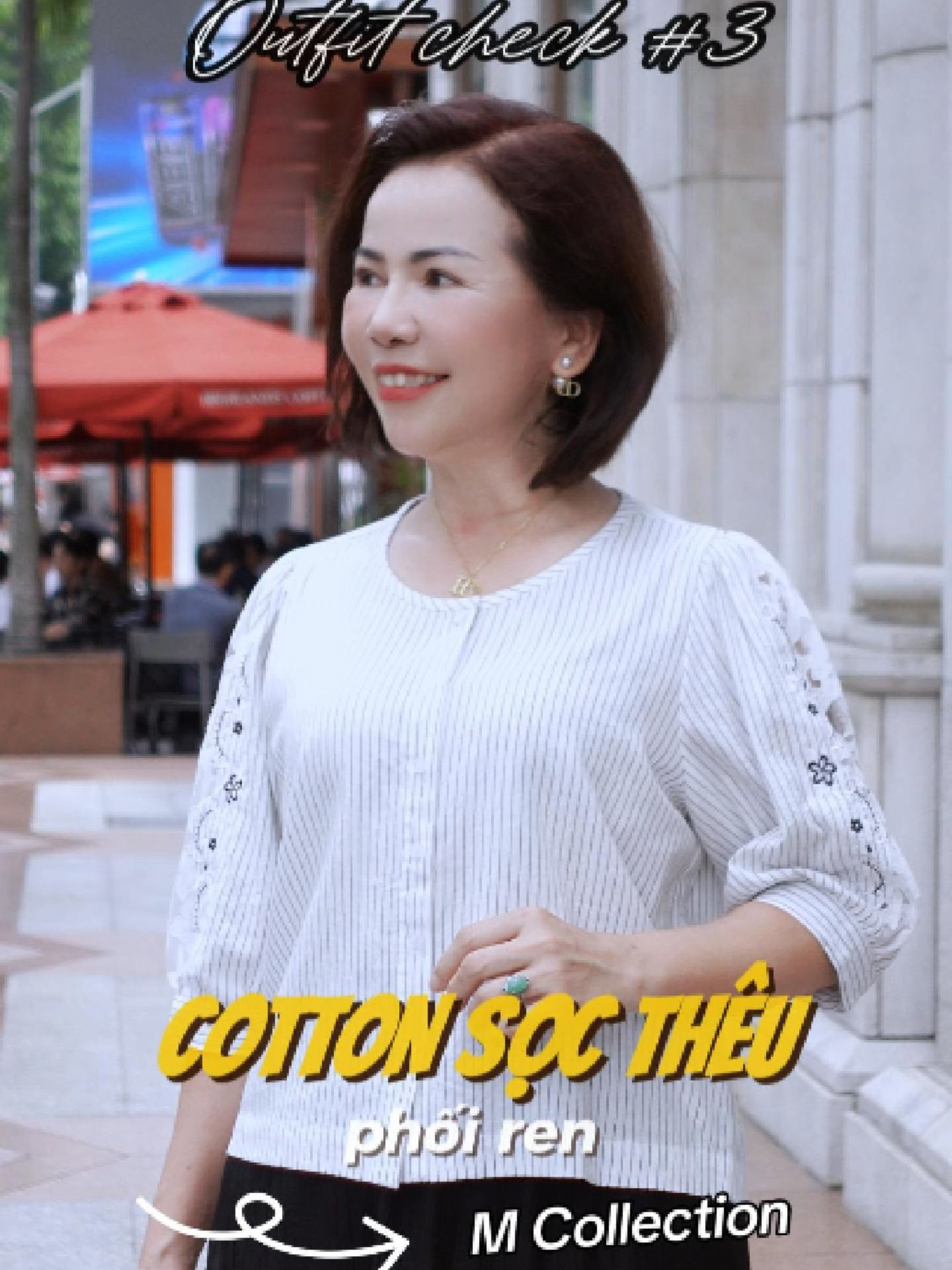 ✨ #OutfitCheck – Khi nàng chọn sự dịu dàng làm điểm nhấn. Cotton sọc thoáng mát, nổi bật với phần tay ren thêu hoa thủ công tinh xảo, là điểm nhấn nhẹ nhàng nhưng khiến cả set đồ bừng sáng. Một chiếc áo vừa tươi mới, vừa giữ được thần thái riêng của nàng – bởi vì tuổi trung niên là lúc để sống đẹp, sống đủ và sống cho mình. Yêu thíchCollection #phongcachthoitrang #xuhuong #quatangme #mcollection #QuàTặngÝNghĩa #thoitrangtrungnien #quatang #phaidepngaynay #OOTD