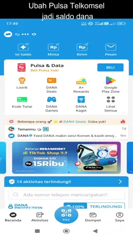 ubah pulsa telkomsel jadi saldo dana #dana #telkomsel 