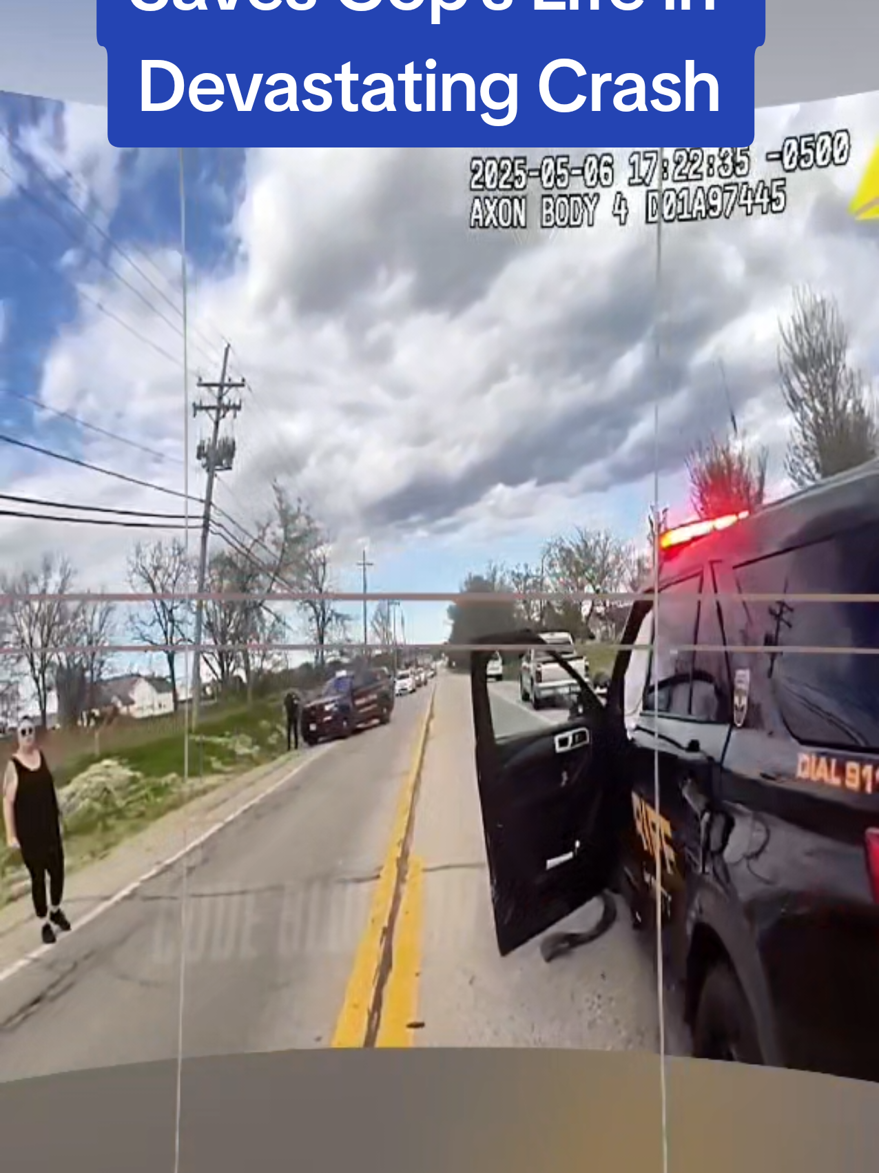 Split-Second Decision Saves Cop’s Life in Devastating Crash #cops #copsoftiktok 