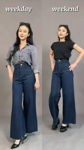 formal? non formal? bisa banget!! kamu bisa dapetin elora jeans for only 83k di flash sale live sekarang😍 on model : 165cm/47kg (uk S)  #paydaysale #guncang77 #elorapants #frontpocket 