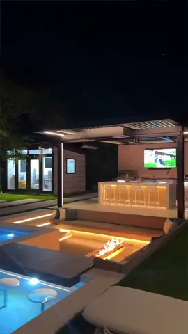 A sunken seating area just hits different. Cozy, elevated, and built to bring people together—it’s the kind of feature you don’t realize you *need* until you experience it. 🔥💯 #pooldesign #sunkenseating #firepit #backyardgoals #landscapedesign 