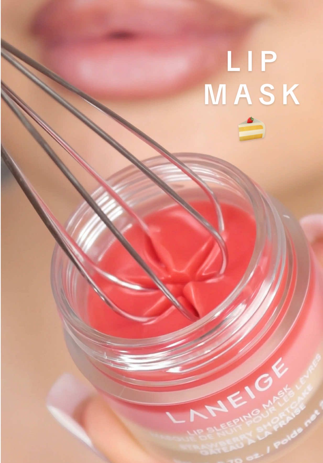 strawberry shortcake lip mask 🍰 #lips #laneige #asmr   