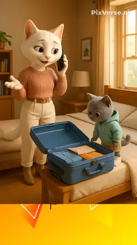 The White Cat Mom Didn't Know... Her Kitten Was in the Black Dad Cat’s Luggage #emotionalstory #kucingtiktok #catstory #aicat #meoww #gatotriste 