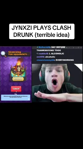 #wtf #jynxzi #jynxzifunnymoments #hivise #jynxziclips #clashroyale #troll #funny #fypシ゚viral #crazy jynxzi gets drunk playing clash terrible idea