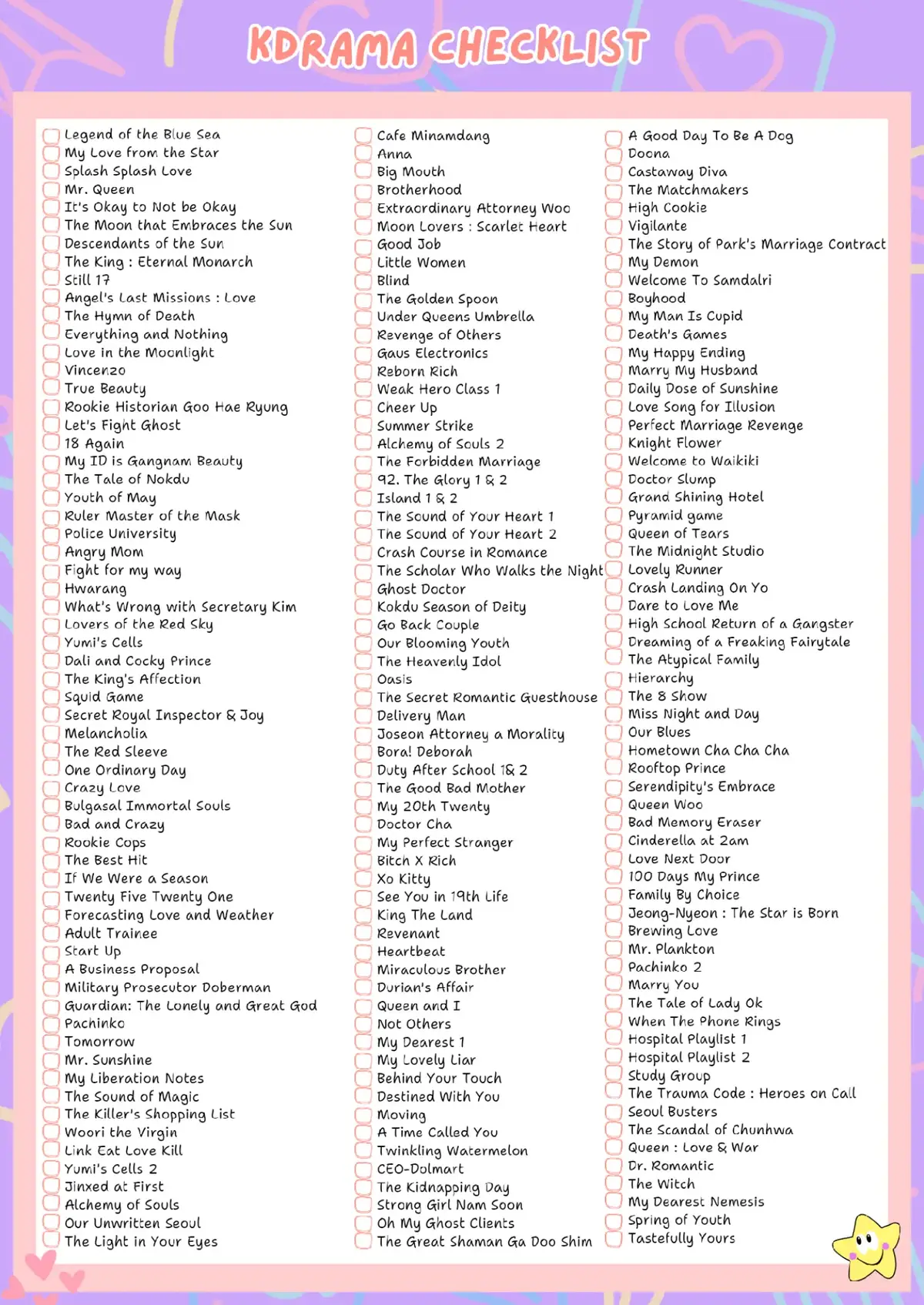 Kdrama Checklist✨🌹 #kdrama #koreandrama #dramakorea #drakor #kdramachecklist #kdramalover 