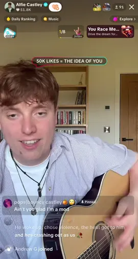 @Alfie Castley playing “The Idea Of You” on the guitar sounds mint!  #alfiecastley #theideaofyou #tiktoklivestream #newsong #guitar.