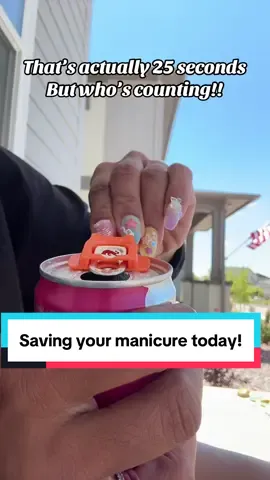Saving your manicure in less than 40 seconds! #manicure #pressonnails #nailsoftiktok #canopener #summerhacks #sodapop #Summer #dealsforyoudays #easytabopener 