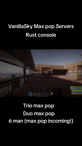 VanillaSky (Vanilla+) DUOS SERVER DROPPED TODAY ALREADY 80+ POP | Trio server also max pop queue everyday  Discord.gg/vanillasky * 2xFarm, loot and stack (1x Sulfur and all boom/heli/brad) * Auto Cobalt and Auto KOTH Arena * QOL updates * Added Recyclers * Fast Nights * Fast craft * 15 min Brad * Base Builder Competitions * PvP Tournaments * VIPs available via Website (all automatic) * Two servers. Trios. Quads (coming in main release)  * I need wood kit (prim/crossbow)  * NO OP KITS Discord.gg/vanillasky @FLYSky915 @rustysparadise @not.7629 @𝘎𝘈𝘔𝘉𝘈𝘓𝘓 @Rust Academy 101 @👑KNIGHT👑 @Rust champion @Eokaa @Reel 🔌 @jngxZ🌺🥇👑 @Bh @FeAr-_-this-_-Lr @o swnghr 🎮 @𝐈𝐥 𝐑𝐚𝐳𝐳𝐚 𝐈𝐥 🎯 #rust #rustgame #rusttok #rustconsole #rusttiktok #rustnextgen #rustclips #gaming #rustgameplay #rusty #rustpc #rustps5 #fyp 
