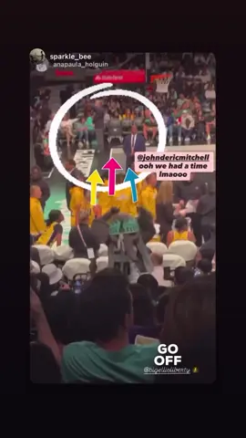 When you’re in our house @Barclays Center we dance all the time in here! That’s Angelique and I dancing in our seats while @Ellie the Elephant is dancing on the seats across the courts!! #WNBA #nyliberty #timelesstorches #ellietheelephant #lightitup #seafoamszn #nyc #dancer #JohnDericMitchell  