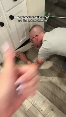 as we’re literally walking out the door my husband dropped his AirPod onto the vent in our floor and we both saw it bounce off and were glad it didn’t go down into the vent…little did we know it bounced off the vent into about a 4 inch gap underneath our cabinet I swear we have the worst luck between the two of us 😅 #whataretheodds #badluck #airpods 