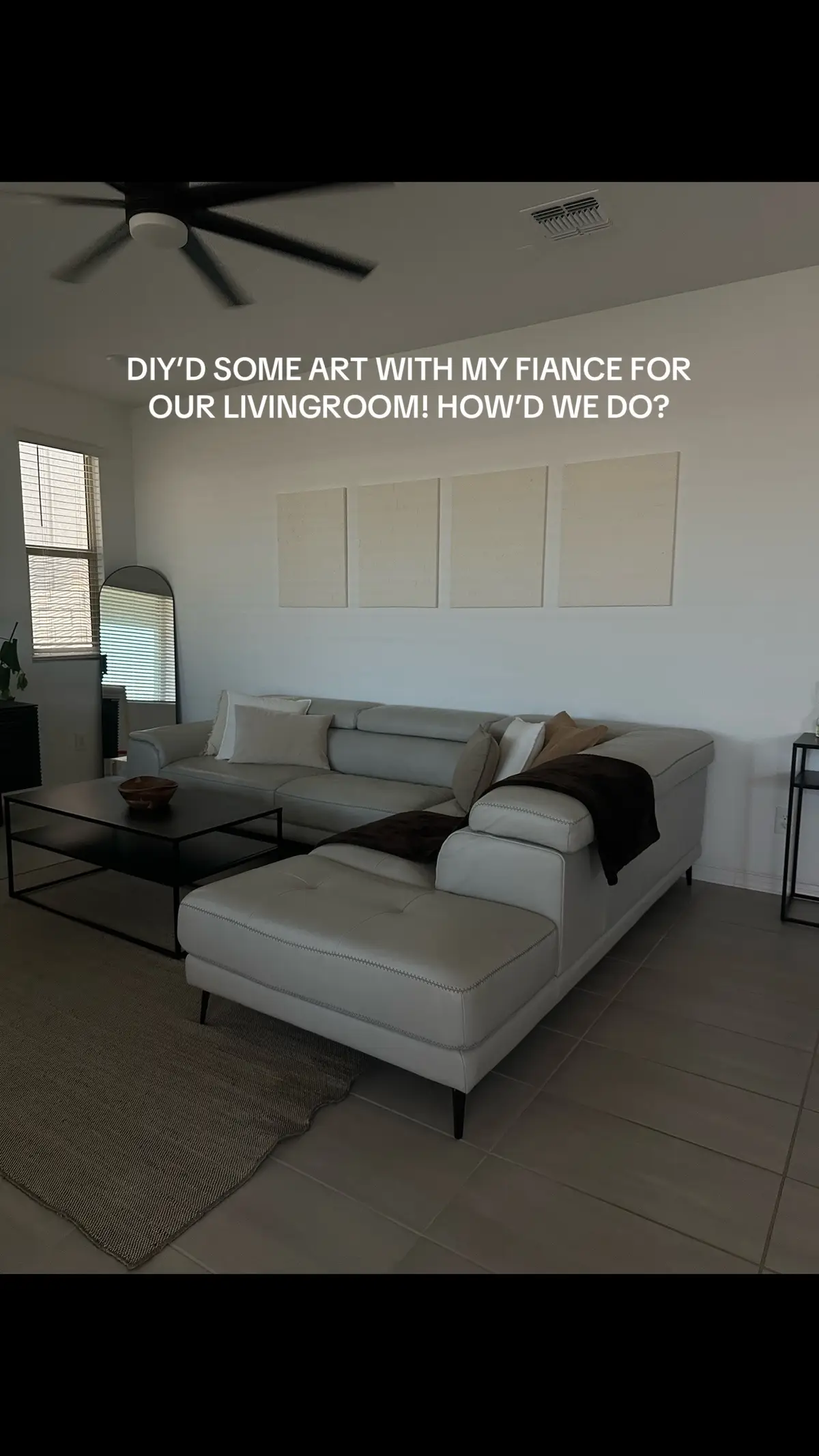 Purchased some canvases from Michaels, some Drydex from Lowes, and freestyled these 🥹 We are obsessed with how they turned out!  #diyart #diyhomedecor #homedecor #livingroomart #diyproject #homevibes 
