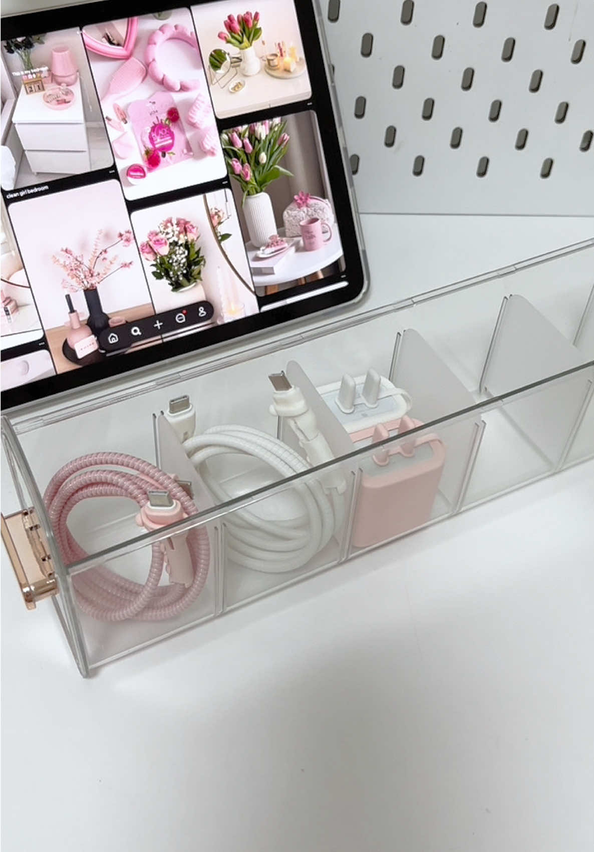 Space saver wall mounted drill free drawer ✨ #organizer #acrylicorganizers #acrylic #chargerorganizer #wallmounted #spacesaver #drawer #acrylicdrawer #fyp 
