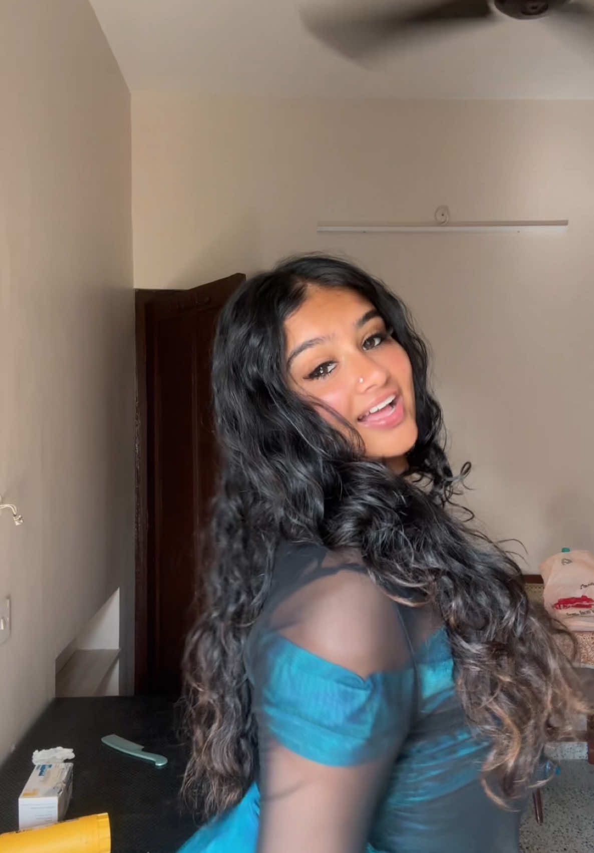 funnn #kerala #southindian #southasian #curlyhair #mallu #malayali #fyp #foryoupage #foryou #fypシ゚ #browngirl #indian #brown #dress 